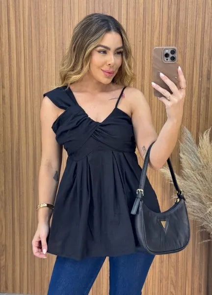 Blusa Madame Linho - Preta