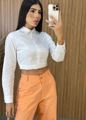 Camisa Cropped Malu - Branco