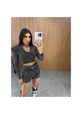 Short Pedrarias Super Luxo New  Preto