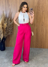 Calça Pantalona C/Cinto - Pink