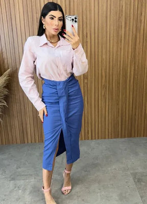 Camisa Linho Mavie - Rosa Chá