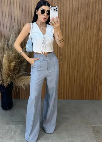 Calça Pantalona Amabel - Cinza