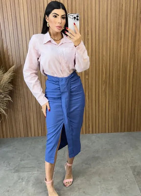 Camisa Linho Mavie - Rosa Chá