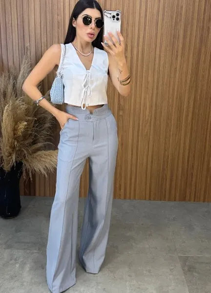 Calça Pantalona Amabel - Cinza