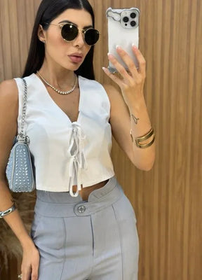 Calça Pantalona Amabel - Cinza