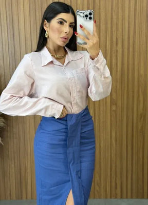 Camisa Linho Mavie - Rosa Chá
