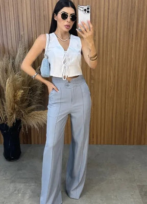 Calça Pantalona Amabel - Cinza