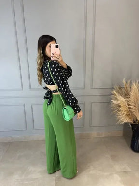 Calça Pantalona Virginia - Verde Bandeira