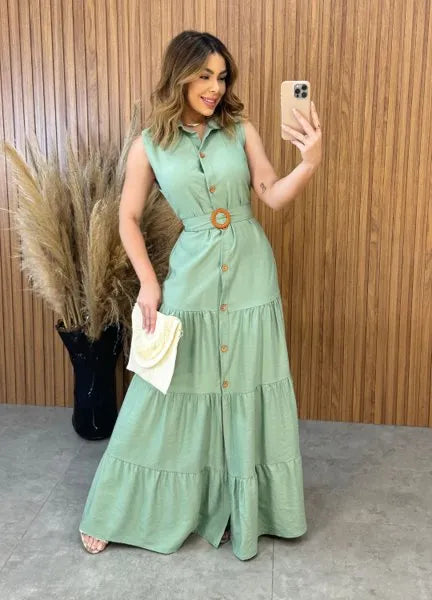 Vestido Olivia C/Cinto - Verde Menta