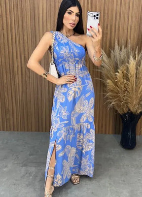 Vestido Maragogi Nula Manga - Azul