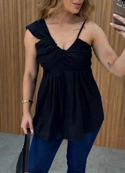 Blusa Madame Linho - Preta