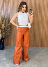 Calça Couro Virginia - Caramelo