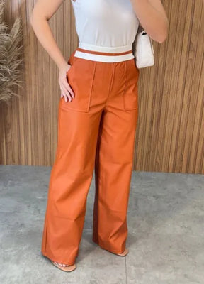 Calça Couro Virginia - Caramelo