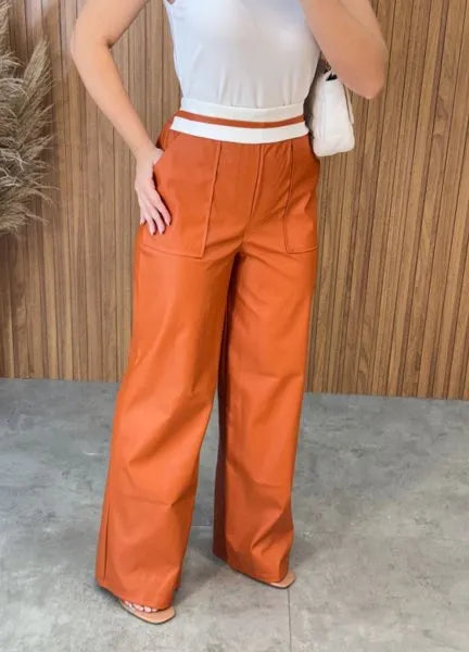 Calça Couro Virginia - Caramelo