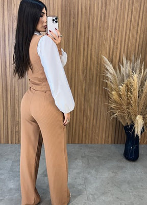 Conjunto Katty Risca de Giz - Nude