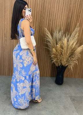 Vestido Maragogi Nula Manga - Azul