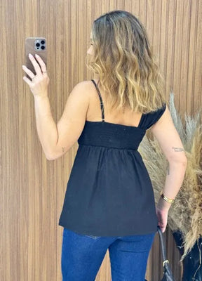 Blusa Madame Linho - Preta