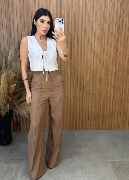 Calça Pantalona Amabel - Marrom