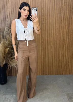 Calça Pantalona Amabel - Marrom
