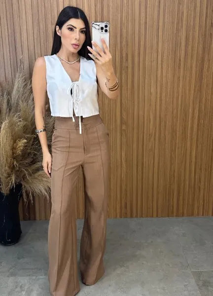 Calça Pantalona Amabel - Marrom