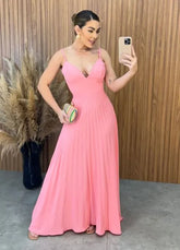 Vestido plissado - Rosa