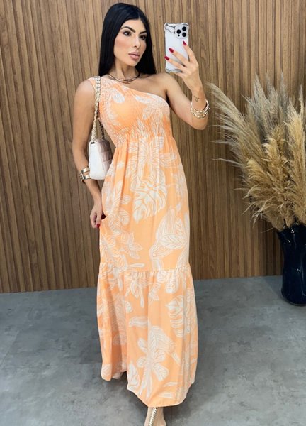 Vestido Maragogi Nula Manga - Salmão