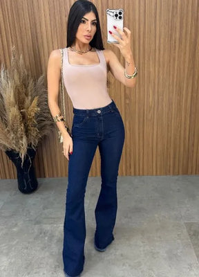 Calça Jeans Flare Elastano - Lavagem Escura