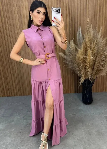 Vestido Olivia C/Cinto - Rosa Chá