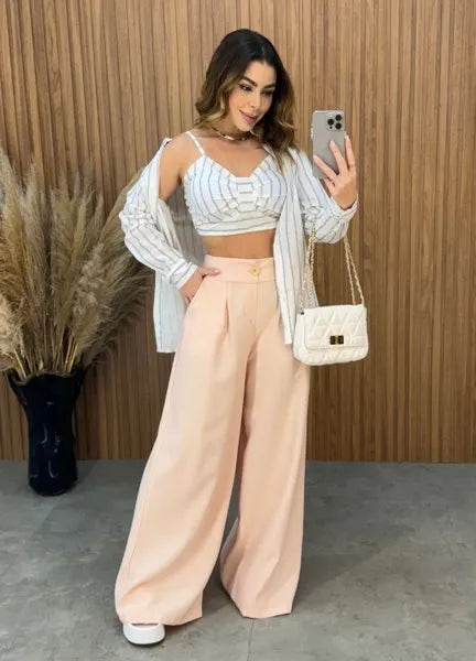 Calça Pantalona Jurerê - Creme