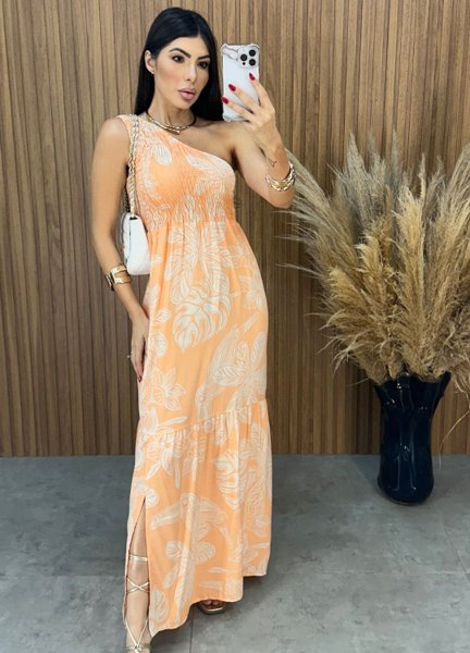 Vestido Maragogi Nula Manga - Salmão
