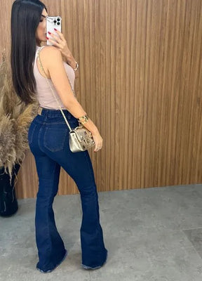 Calça Jeans Flare Elastano - Lavagem Escura