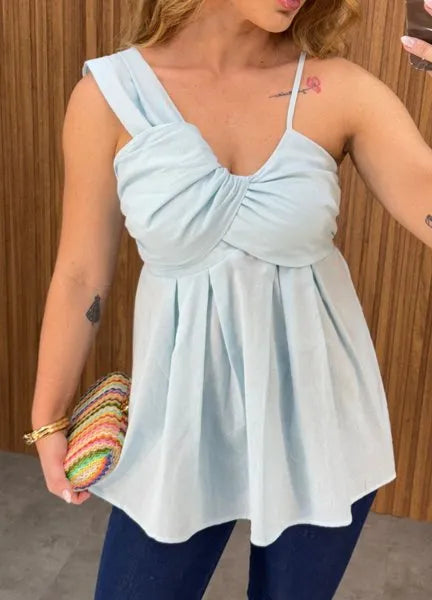 Blusa Madame Linho - Azul