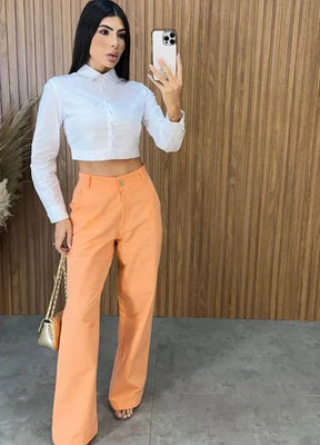 Camisa Cropped Malu - Branco