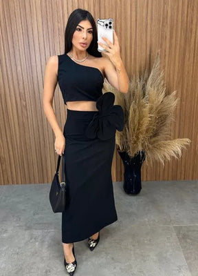 Conjunto Aila Flower - Preto