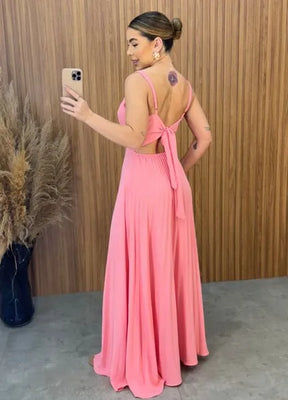 Vestido plissado - Rosa