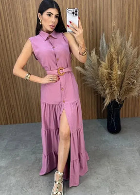 Vestido Olivia C/Cinto - Rosa Chá