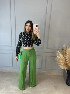 Calça Pantalona Virginia - Verde Bandeira
