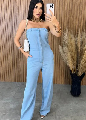Macacão Jeans Virgínia - Lavagem Clara
