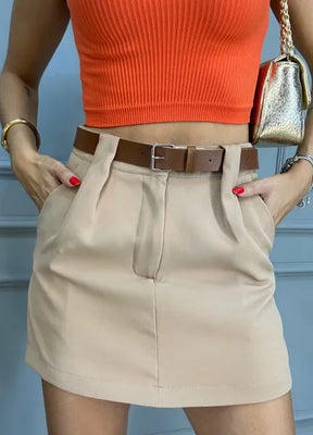 Short/Saia Glam Alfaiataria - Areia