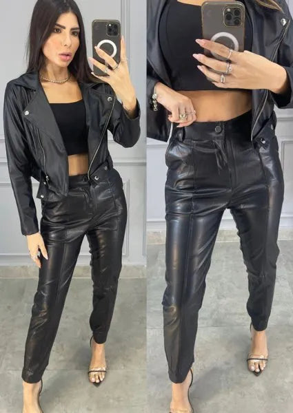 Calça Mônaco Couro Eco - Preto