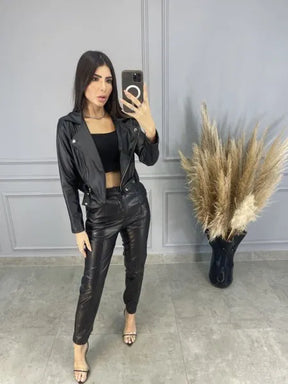 Calça Mônaco Couro Eco - Preto