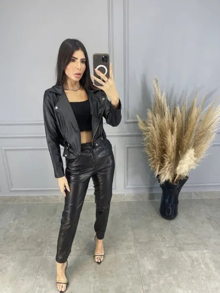 Calça Mônaco Couro Eco - Preto
