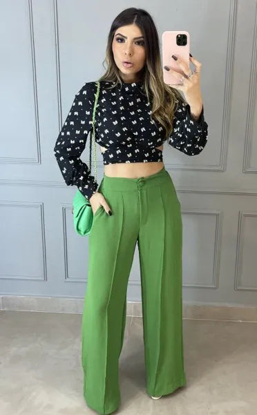 Calça Pantalona Virginia - Verde Bandeira