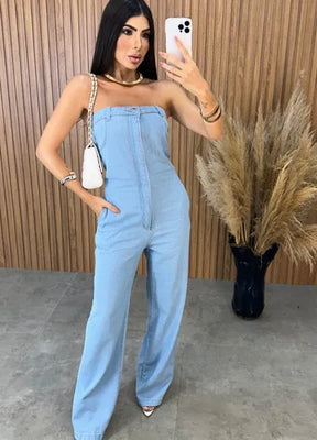 Macacão Jeans Virgínia - Lavagem Clara