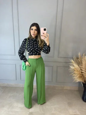 Calça Pantalona Virginia - Verde Bandeira
